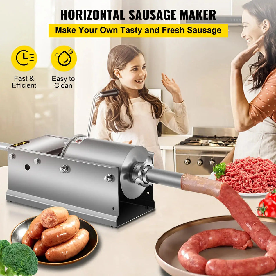 3L Manual Sausage Stuffer Stainless Steel With 5 Nozzles