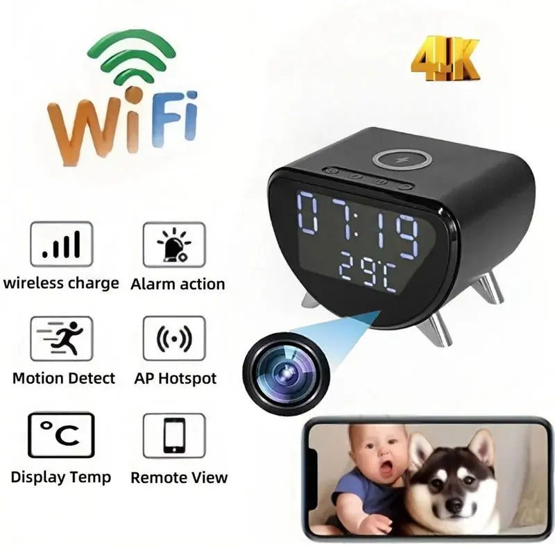 WiFi6 Alarm Clock Camera &ndash; Wireless Charging &amp; Remote Viewing Default Title