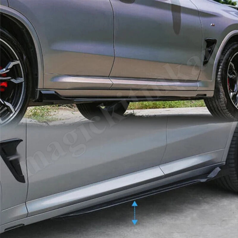 Faldón lateral BMW X3 X3M X4 X4M con protector de labio M Sport, negro brillante