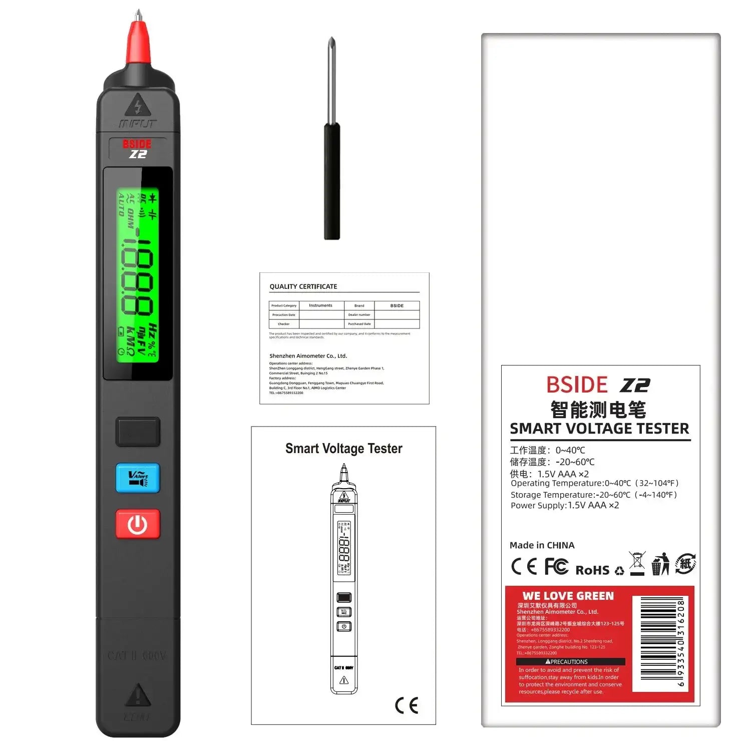 BSIDE Z2 Non Contact Voltage Tester Pen 12V 300V Leakage Z2