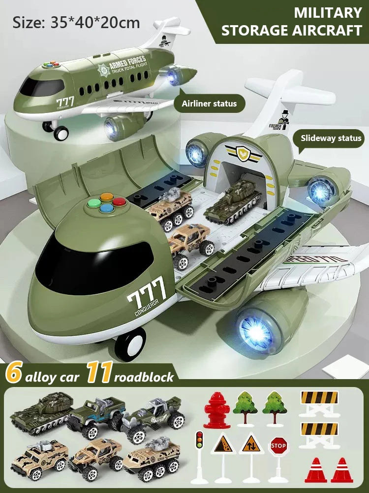 Airplane Toy Model Set &ndash; Multi-Function Inertia Movement green 6pcs car