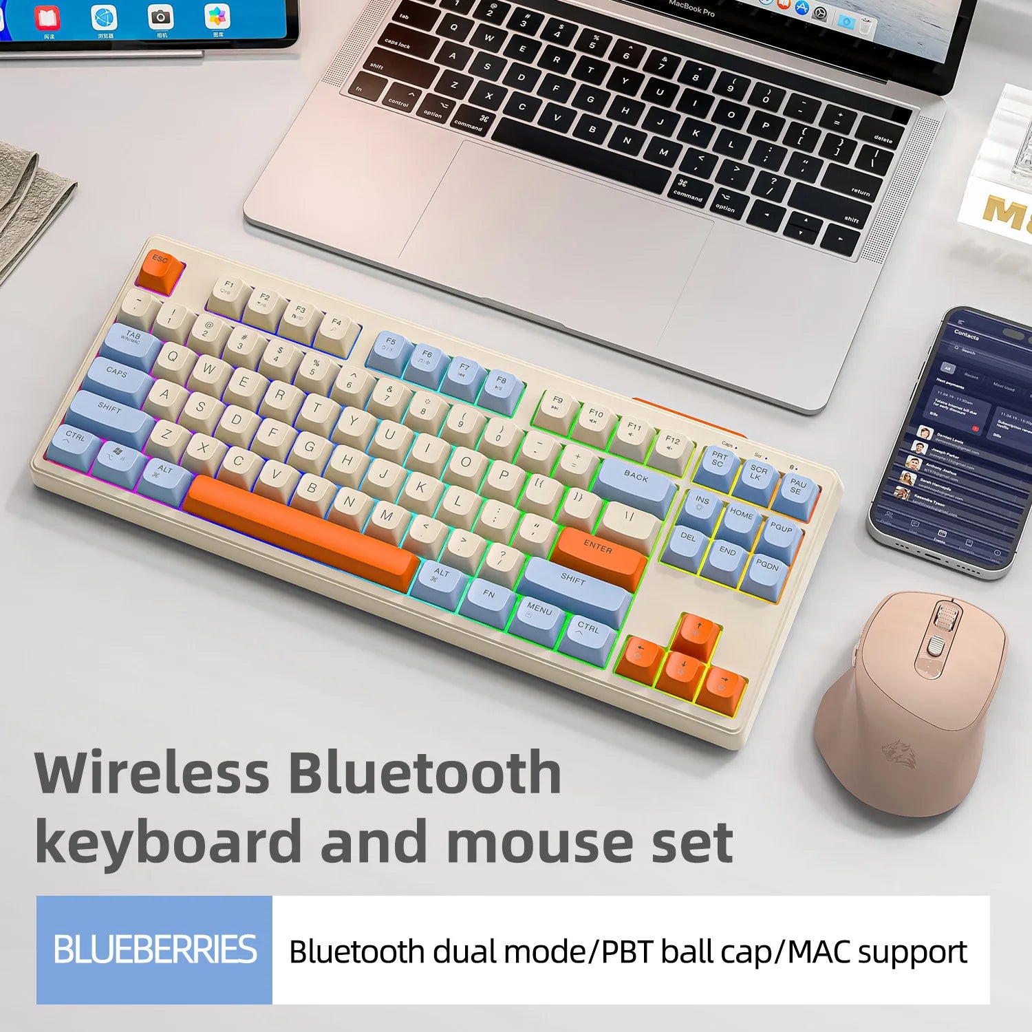 M87 Wireless Keyboard Gaming - Dual Mode Bluetooth RGB Blueberry Kit