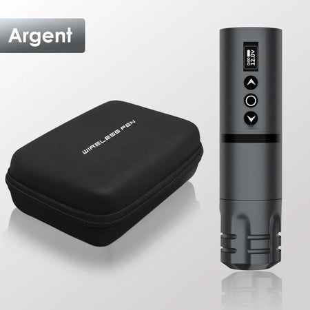 Wireless Tattoo Pen With 1800mAh Battery &ndash; LED Screen Argent