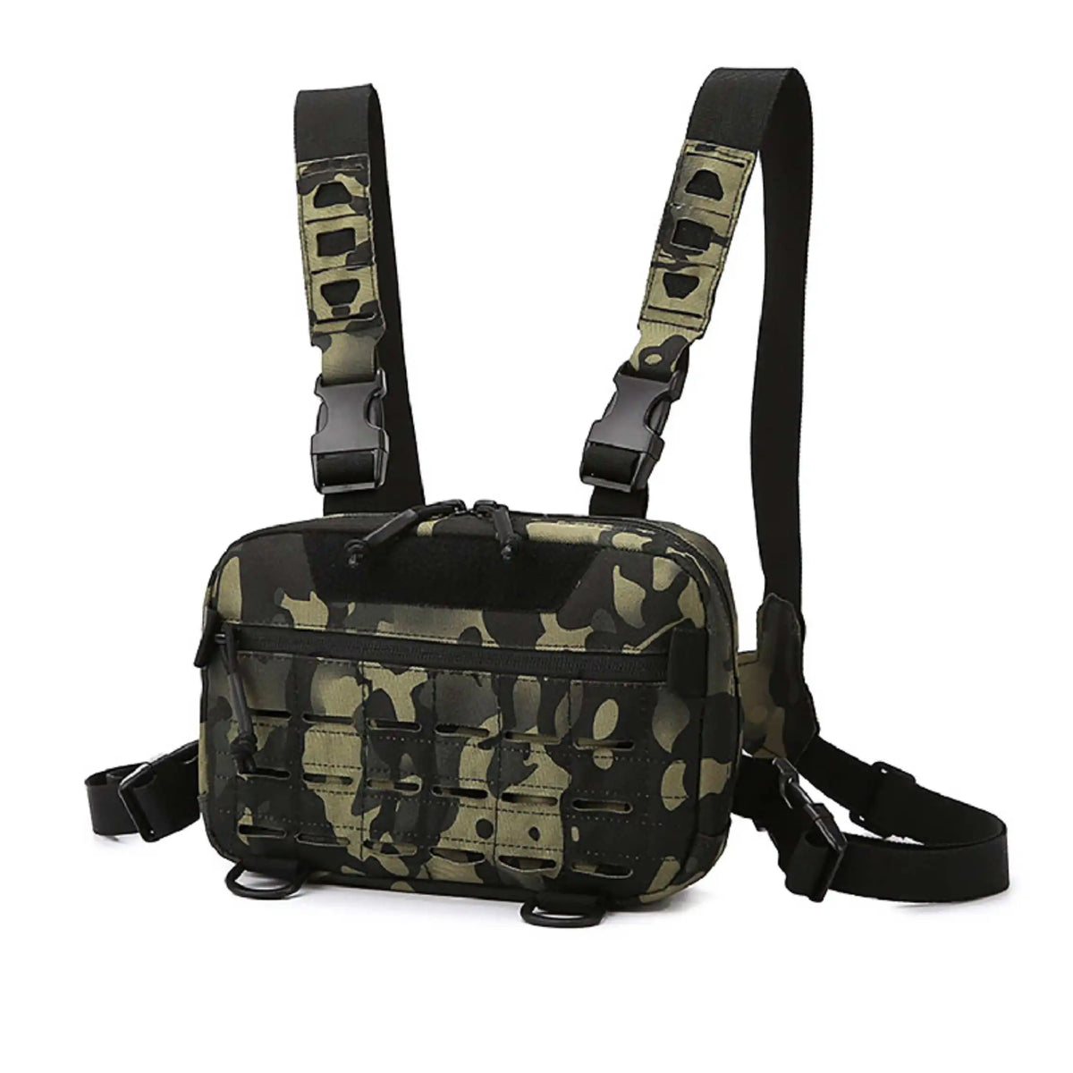 Men's Tactical Molle Chest Bag &ndash; Versatile Front Rig Pouch Black Camo / Other