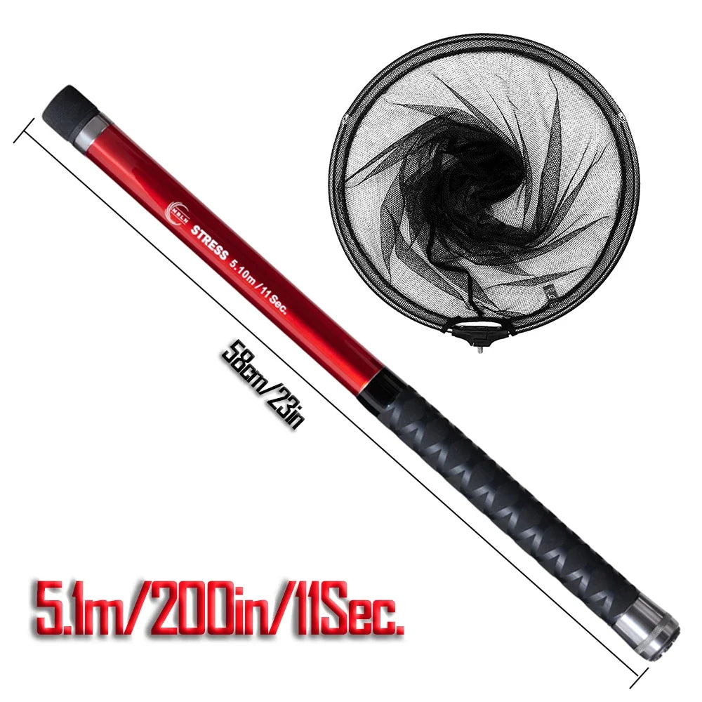 MBLN Telescopic Rock Fishing Net - 6m, Foldable, Lightweight &amp; Durable 5.1m