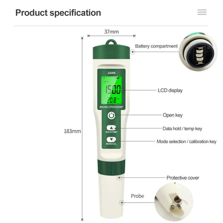 Digital PH Meter 10 In 1 &ndash; Multi Parameter Water Tester