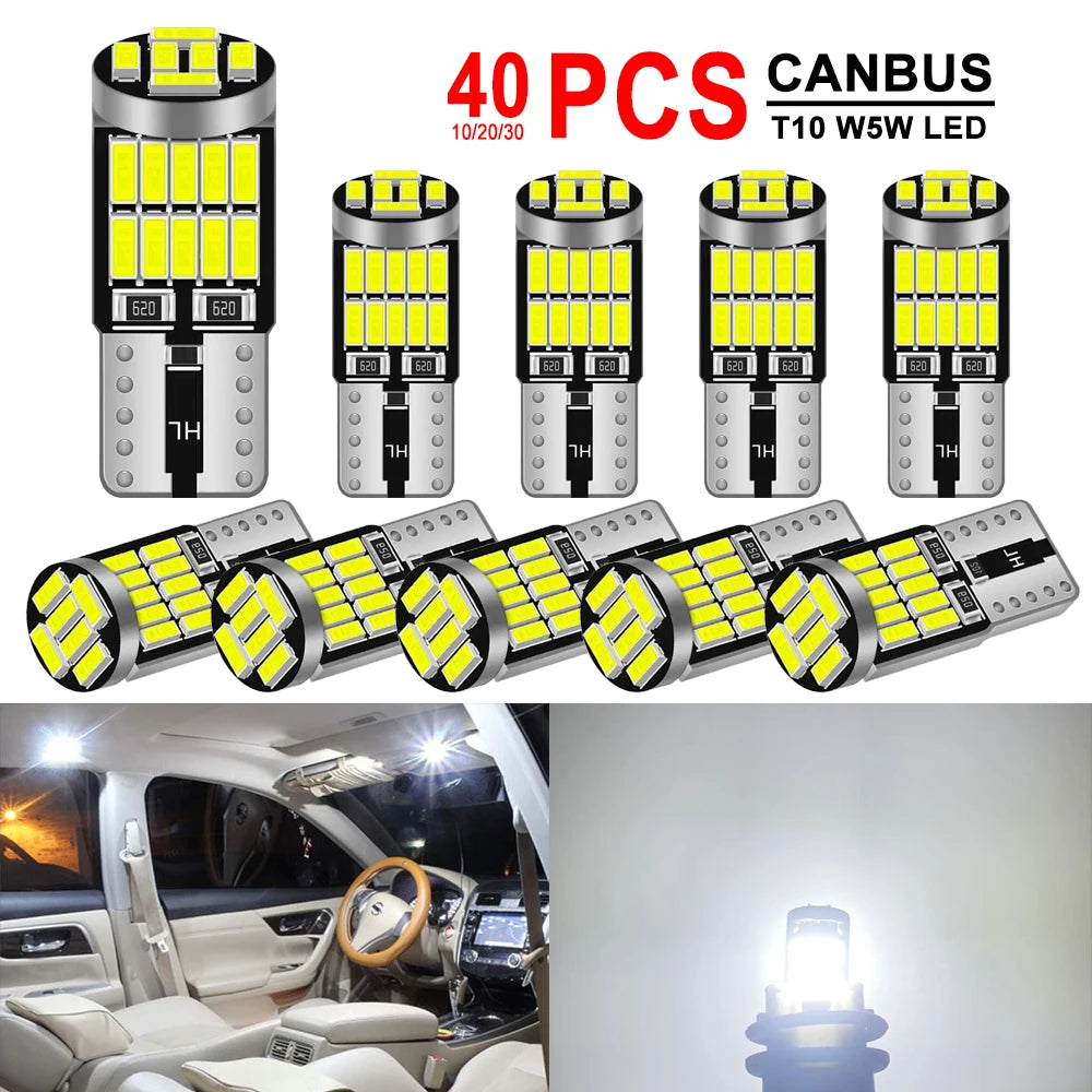 10-40PCS T10 W5W LED Bulb CANBUS 12V &ndash; Super Bright