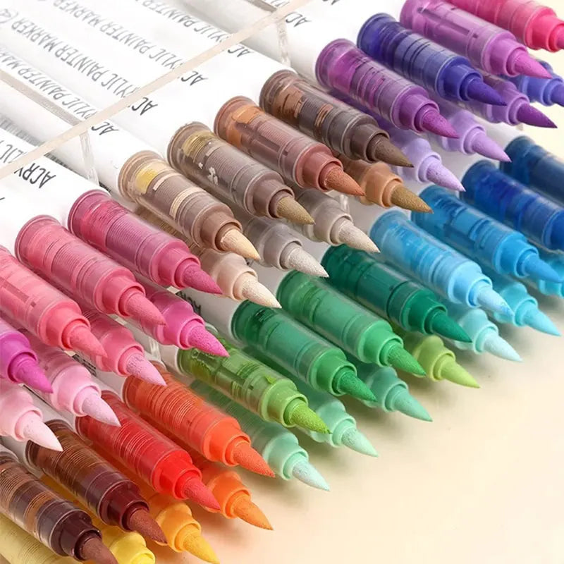 9-Piece Soft Brush Acrylic Marker Pen Set for DIY Hand Drawn Art, Student Graffiti, and Painting - M720