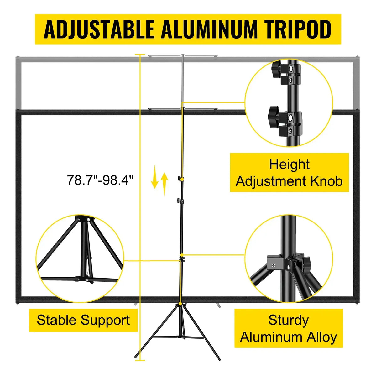 100 Inch Tripod Projector Screen 16x9 4K HD