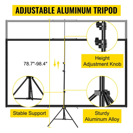 100 Inch Tripod Projector Screen 16x9 4K HD