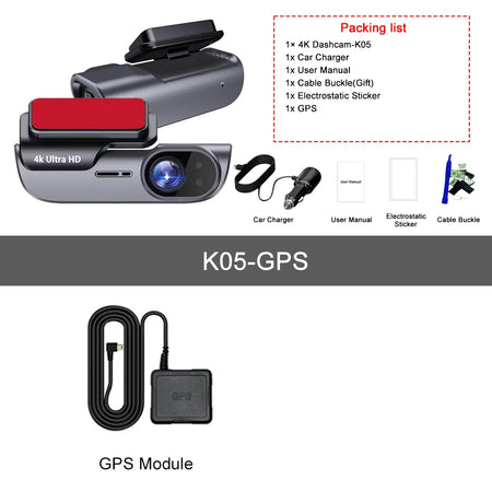 Kocam Dash Cam 4K &ndash; Ultra Clear Night Vision and 24H Parking Monitor K05-GPS / None
