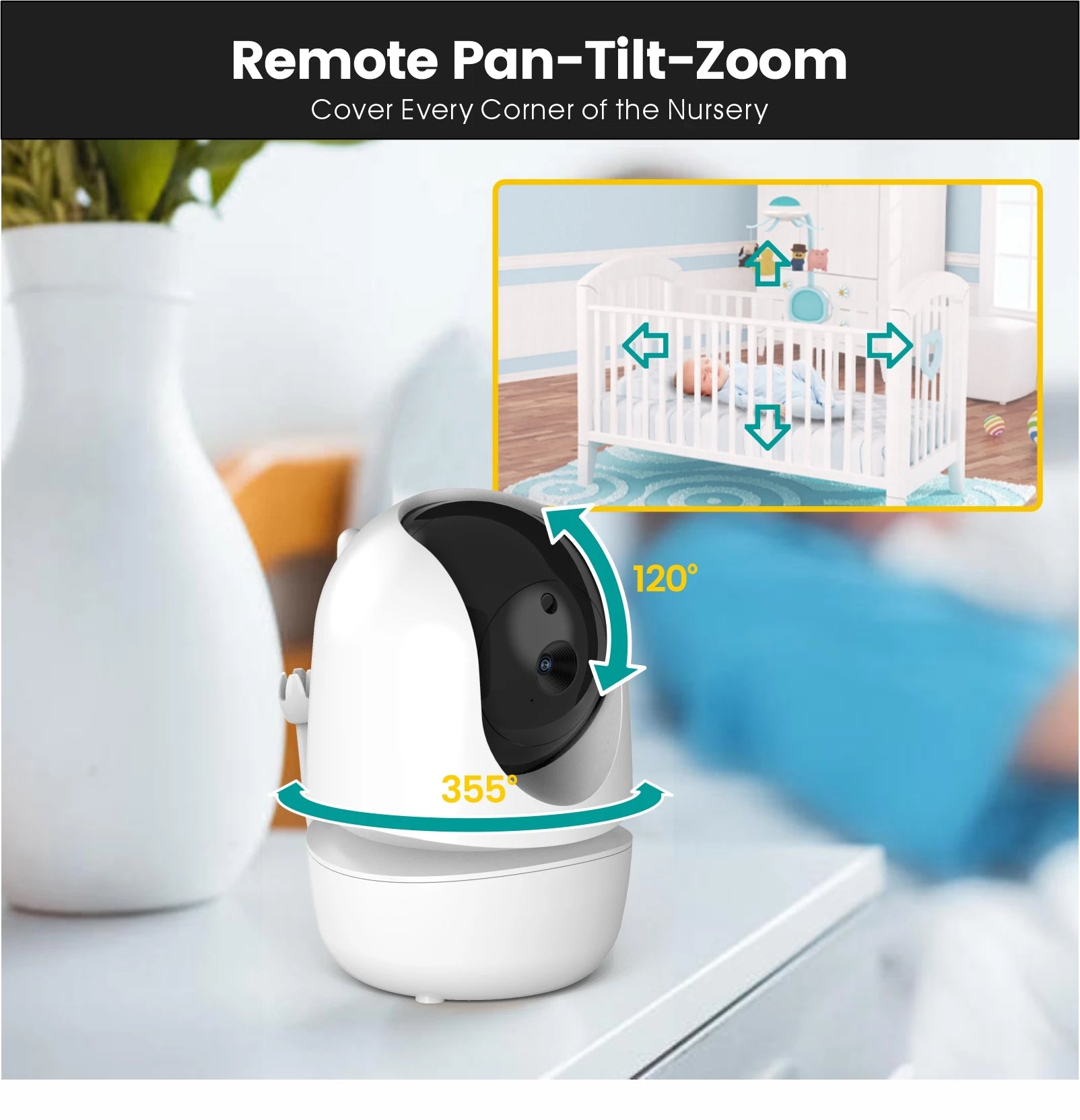 4.3-Inch Wireless PTZ Baby Monitor with Temperature Display