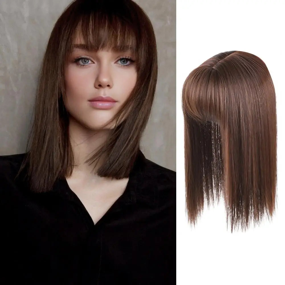 Versatile Long Straight Wig with Air Bangs - High Temperature Fiber