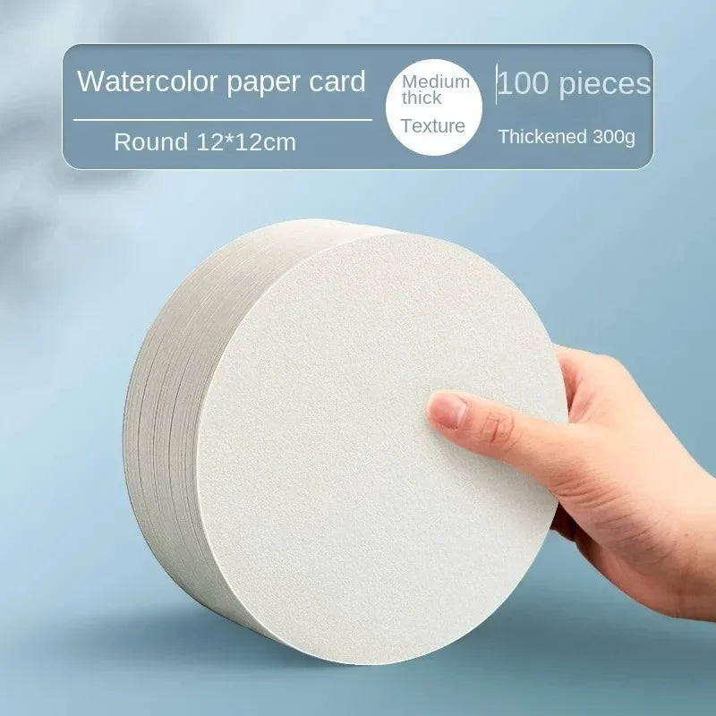 Watercolor Paper Cards for Painting - Portable Blank Postcard with Professional Watercolor Paper 100Pcs Round 12cm / CN
