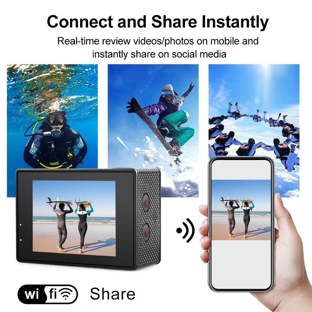 Action Camera 4K 60fps &ndash; Waterproof and Remote Control Function