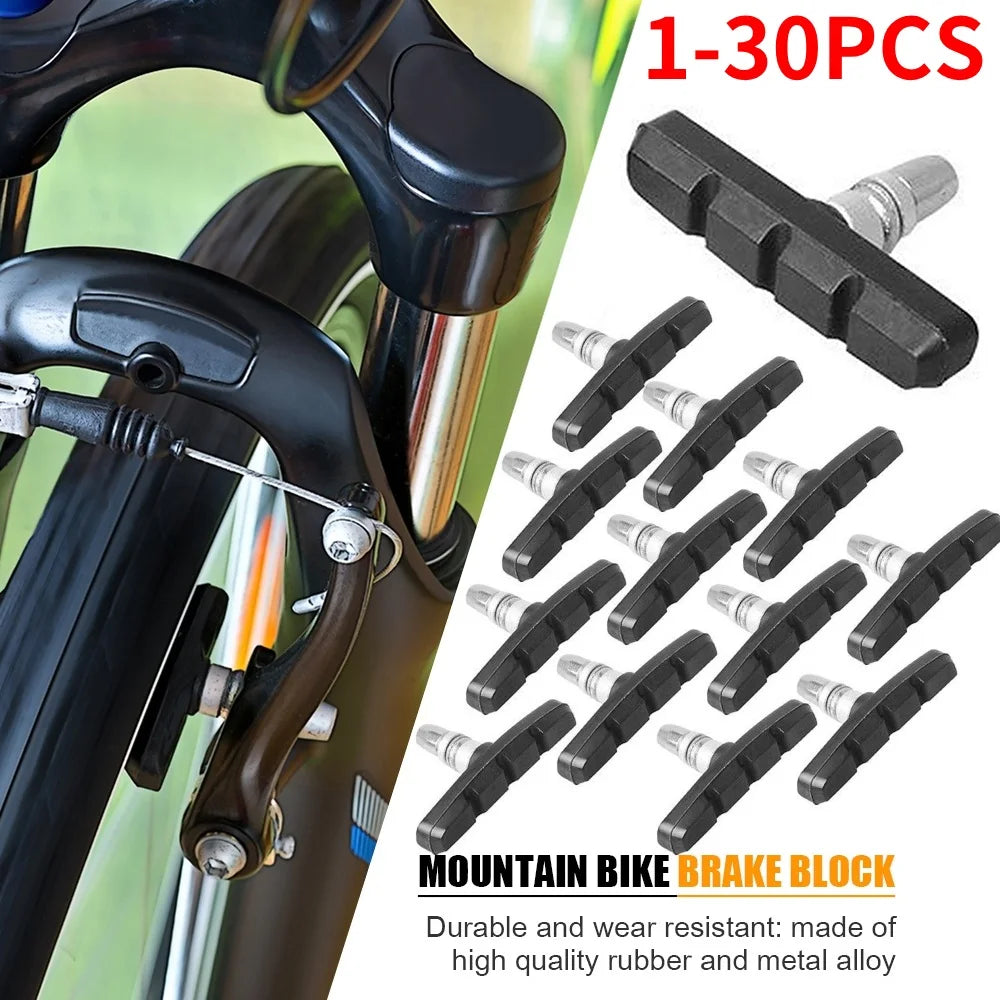 1-30Pairs MTB Road Brake Pads Silent - Durable Rubber Blocks