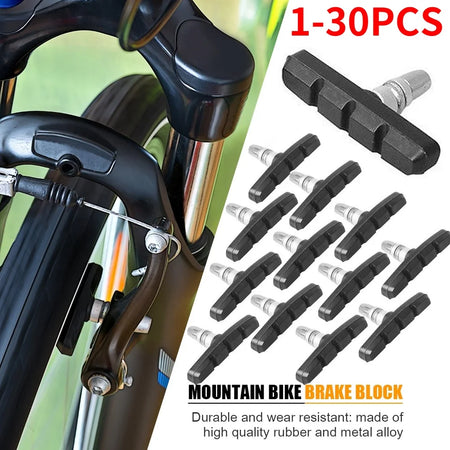 1-30Pairs MTB Road Brake Pads Silent - Durable Rubber Blocks