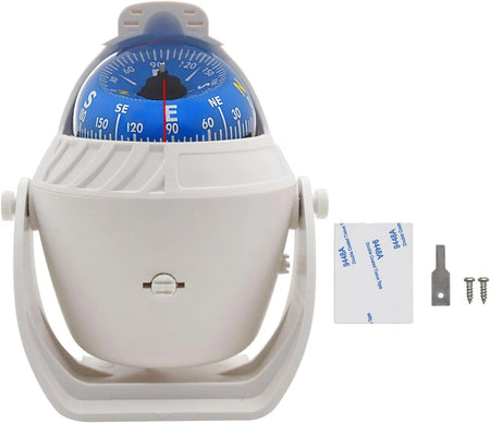 Boat Flush Mount Compass &ndash; Illuminated Pivoting Display WHITE
