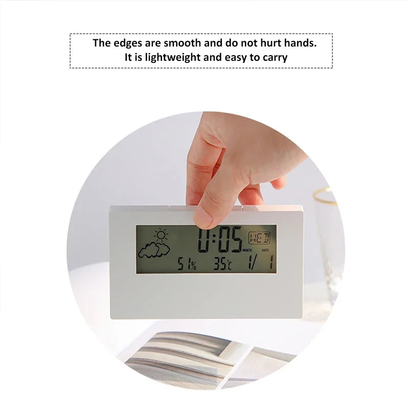 Multifunctional LCD Alarm Clock with Weather Display and Thermo-Hygrometer