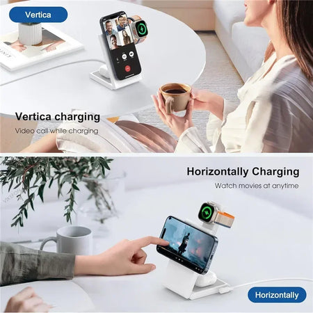 3 In 1 Foldable Wireless Charger Stand - Fast Charge