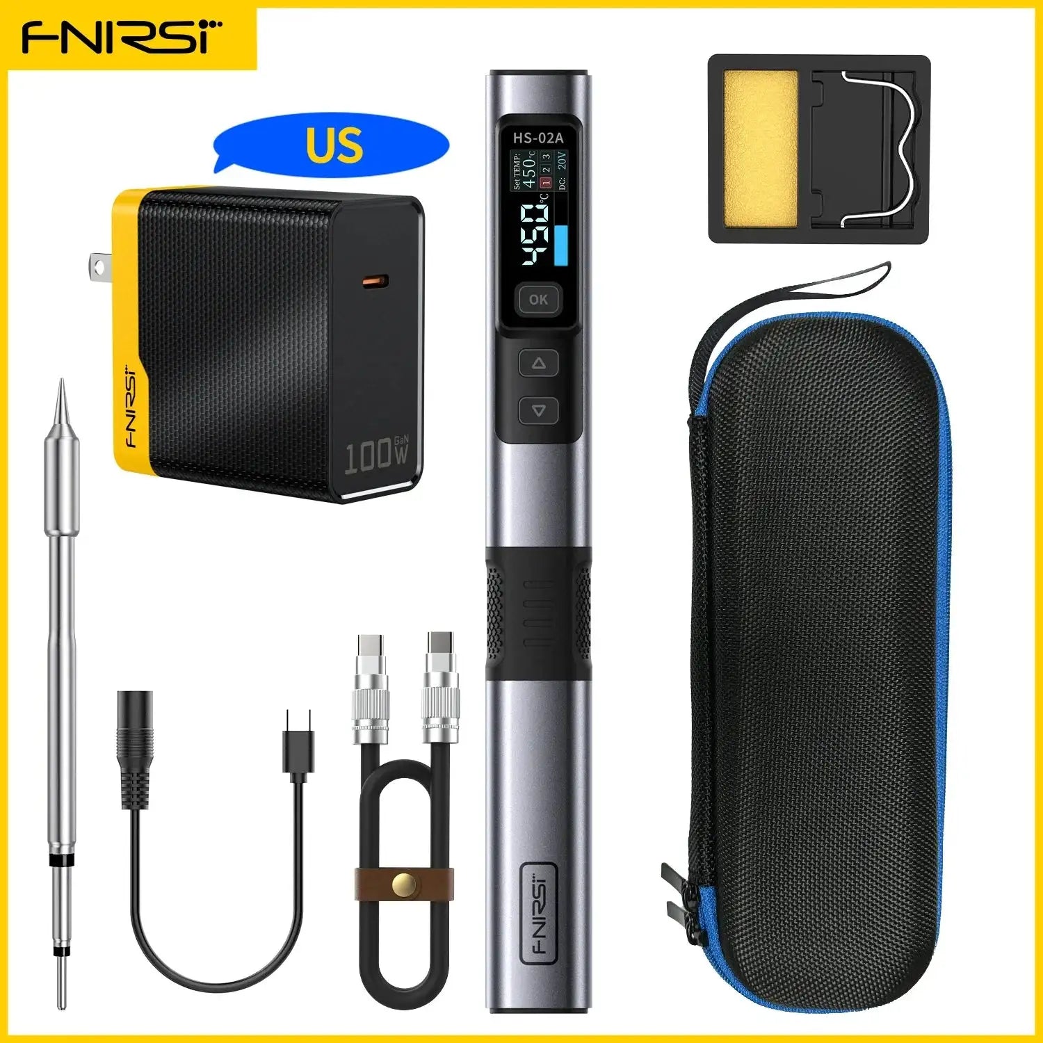 HS-02 24V DC Soldering Iron 100W Adjustable 100 to 450C HS-02A-B-100W-US