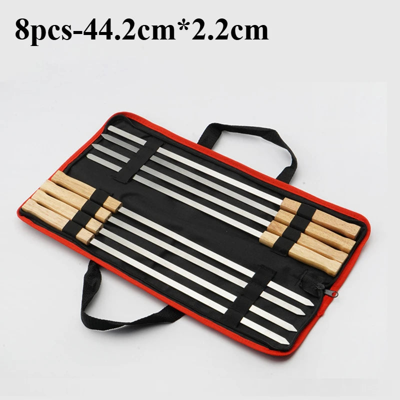 Premium Stainless Steel BBQ Skewers - Perfect for Shish Kebab and Grilling 8pcs-44.2cm