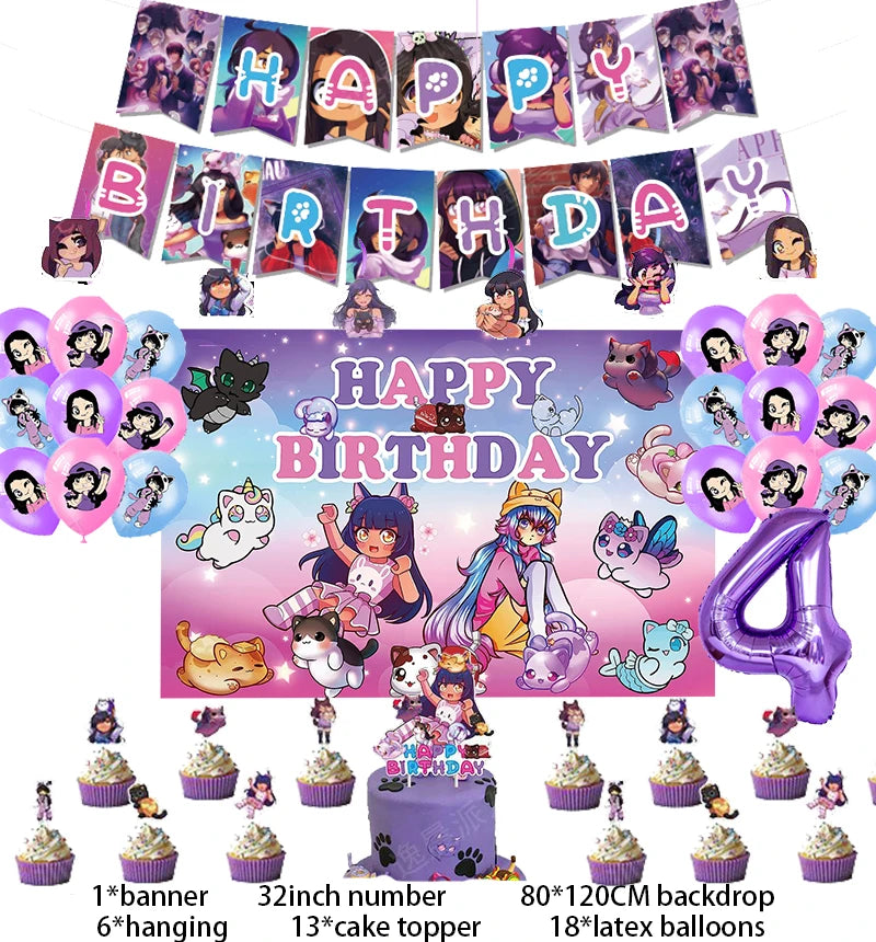 Aphmau Plushies Birthday Party Decoration Set 1set C4 / CHINA / Other
