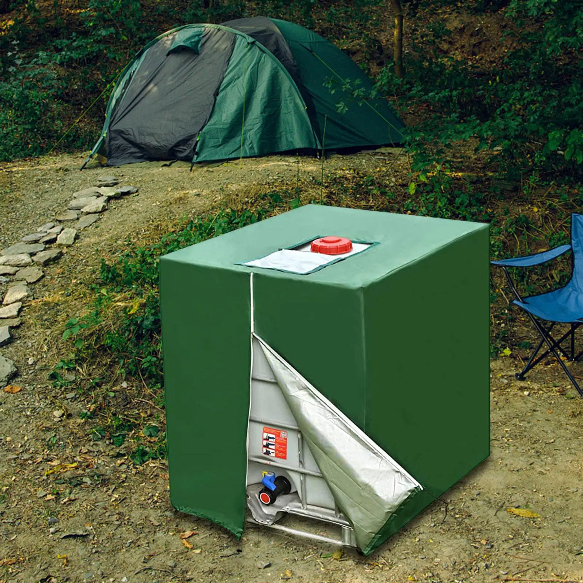 IBC Water Tank Cover Tarpaulin With Zipper 1000L &ndash; Shield green