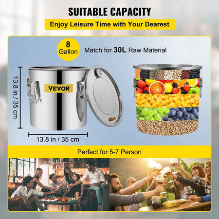 VEVOR Distiller Moonshine Kit 3 5 8 Gal Copper Pump