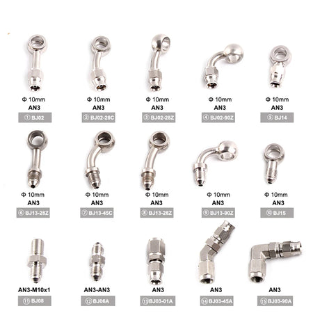 AN3 Motorcycle Hydraulic Brake Oil Hose Line Banjo Fitting M10x1 &ndash; Durable Stainless Steel Construction