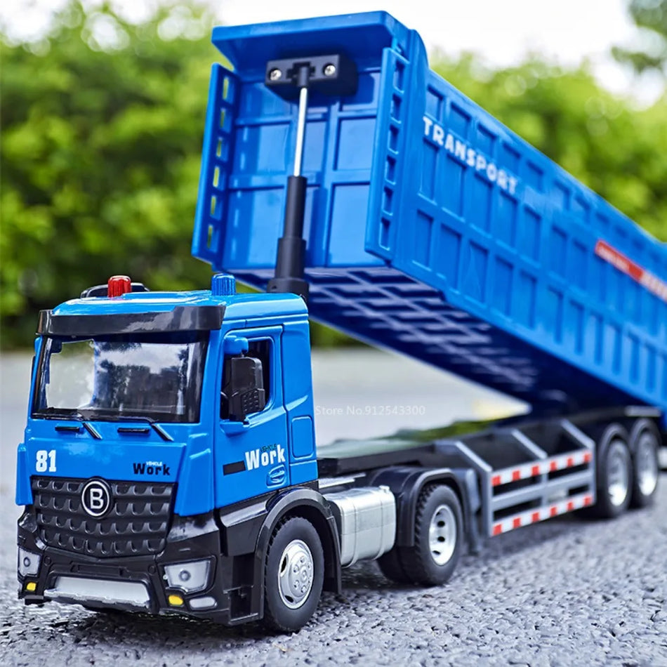 1:24 Mașină de jucărie din metal turnat, vehicul de inginerie, cu sunet și lumini, caroserie detașabilă