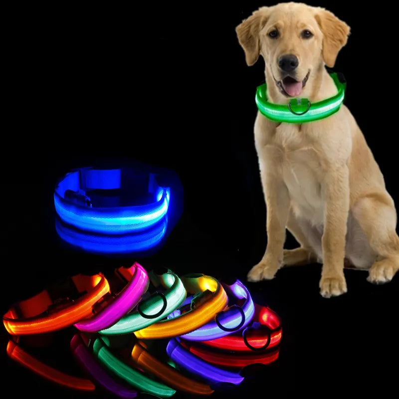 🟠 LED Collar Collar Light Anti-Lost Collar For Dogs Puppies Night Luminous Supplies Pet Products Accessories USB Φόρτιση/μπαταρία