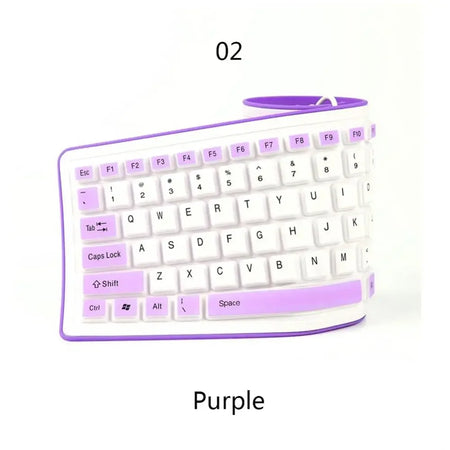 Portable Silicone Roll Up Keyboard &ndash; Ultra Quiet Waterproof purple