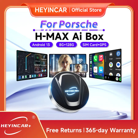 HEYINCAR CarPlay Smart AI TV Box Android 13 &ndash; Fast 8GB RAM 128GB Storage for Porsche Models