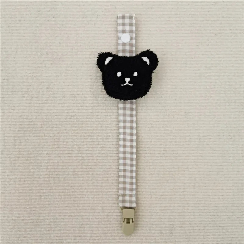 Cute Bear Pacifier Clip Chain for Infants Black