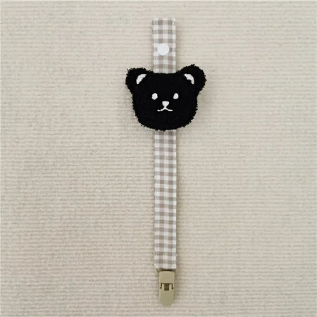 Cute Bear Pacifier Clip Chain for Infants Black