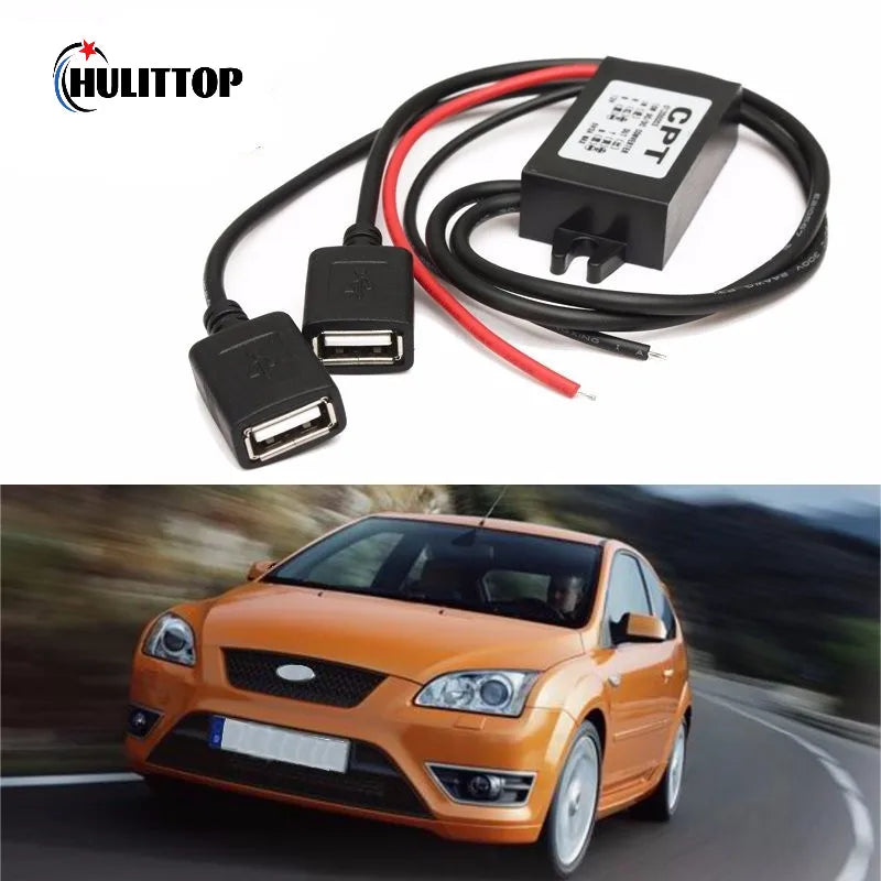 Bil Buck-omvandlare 12V till 5V USB Strömmodul, 3A, 15W