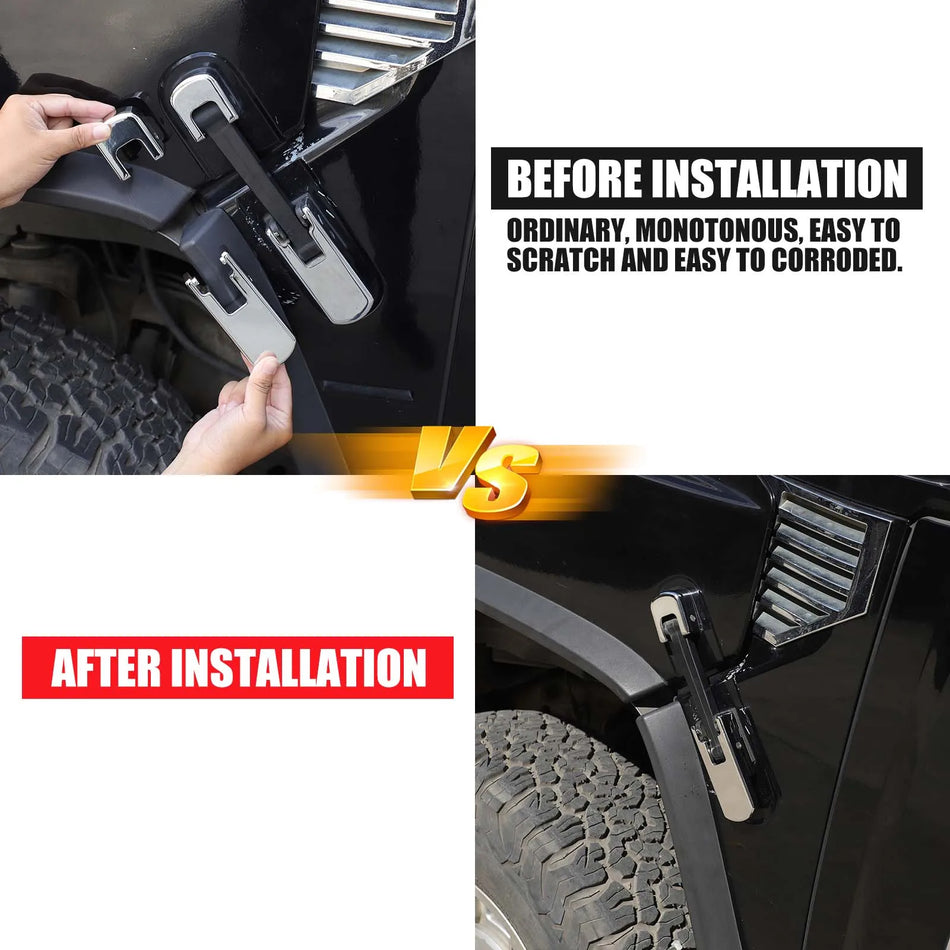 Tampa da Dobradiça do Capot em Alumínio Prateado para Hummer H2 2003-2009