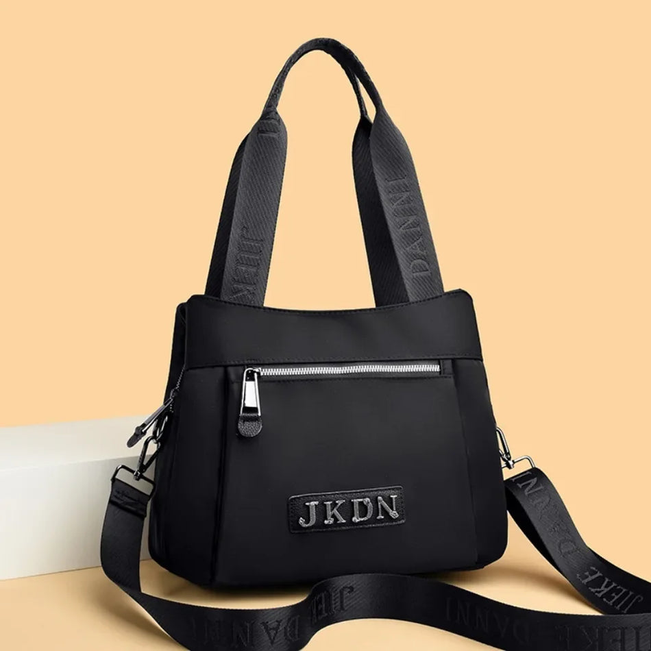 Geantă crossbody de lux din nailon pentru femei, poșetă casual de umăr cu curea reglabilă și buzunare interioare