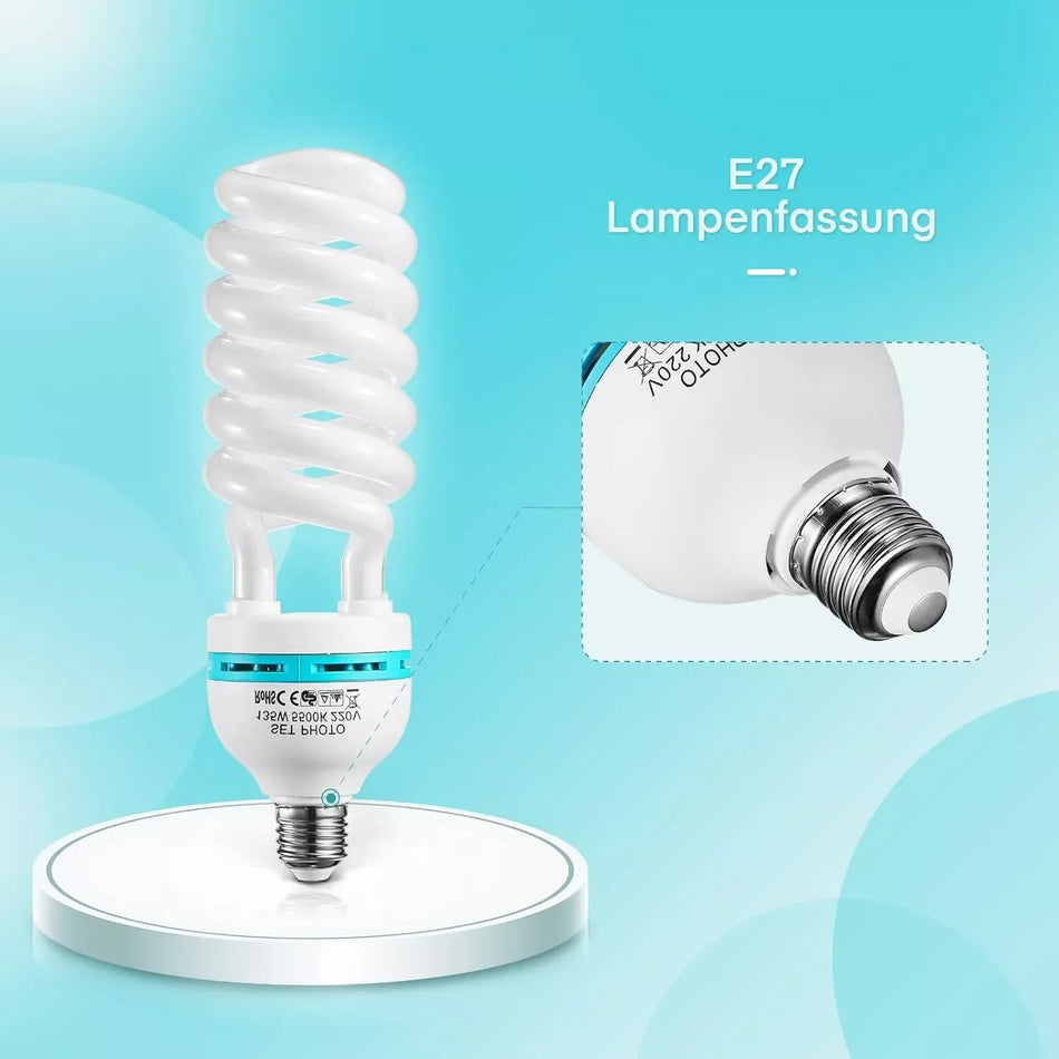 2Pcs 135W 5500K CFL Dagsljus Spiral Softbox Kit E27