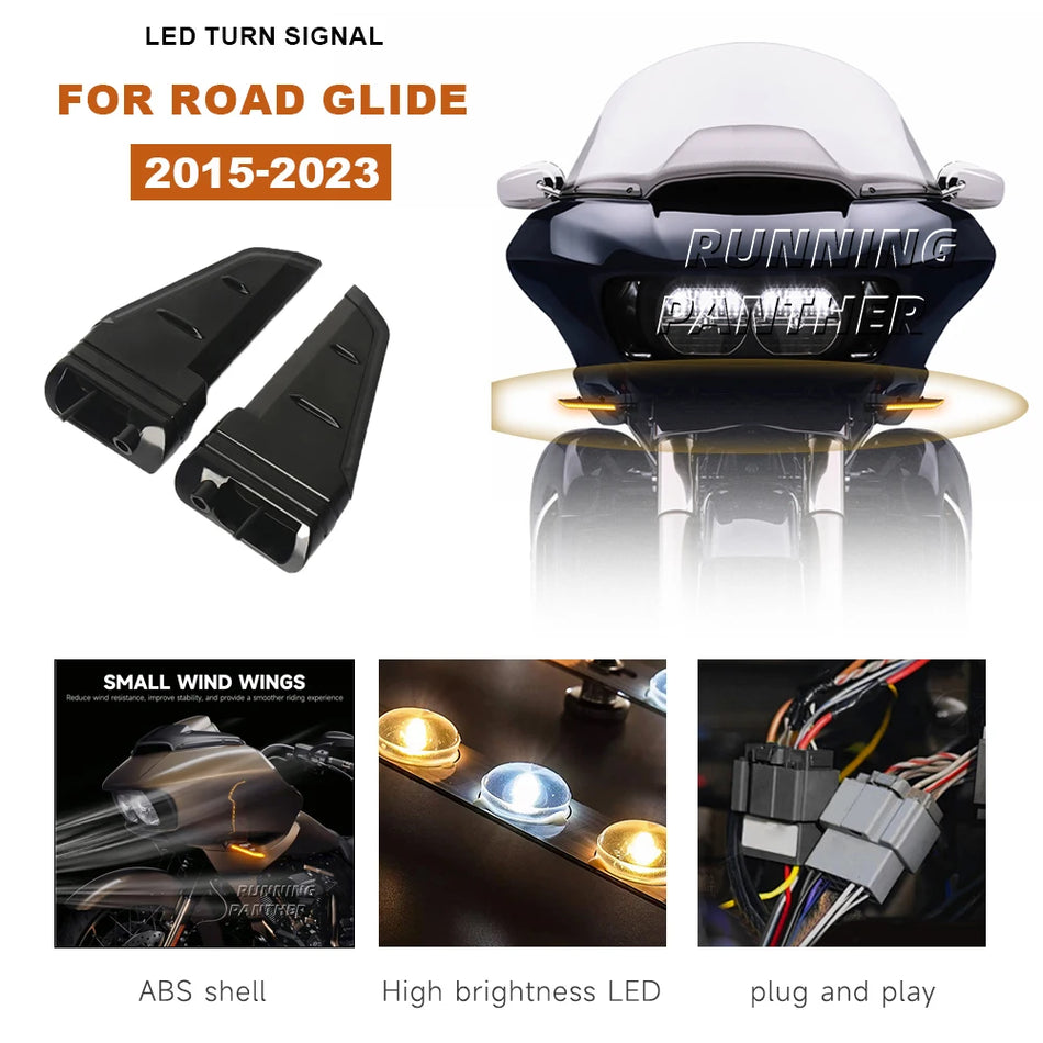 LED Turn Signal Lights for Harley FLTRX/FLTRK/FLTRU with Flowing