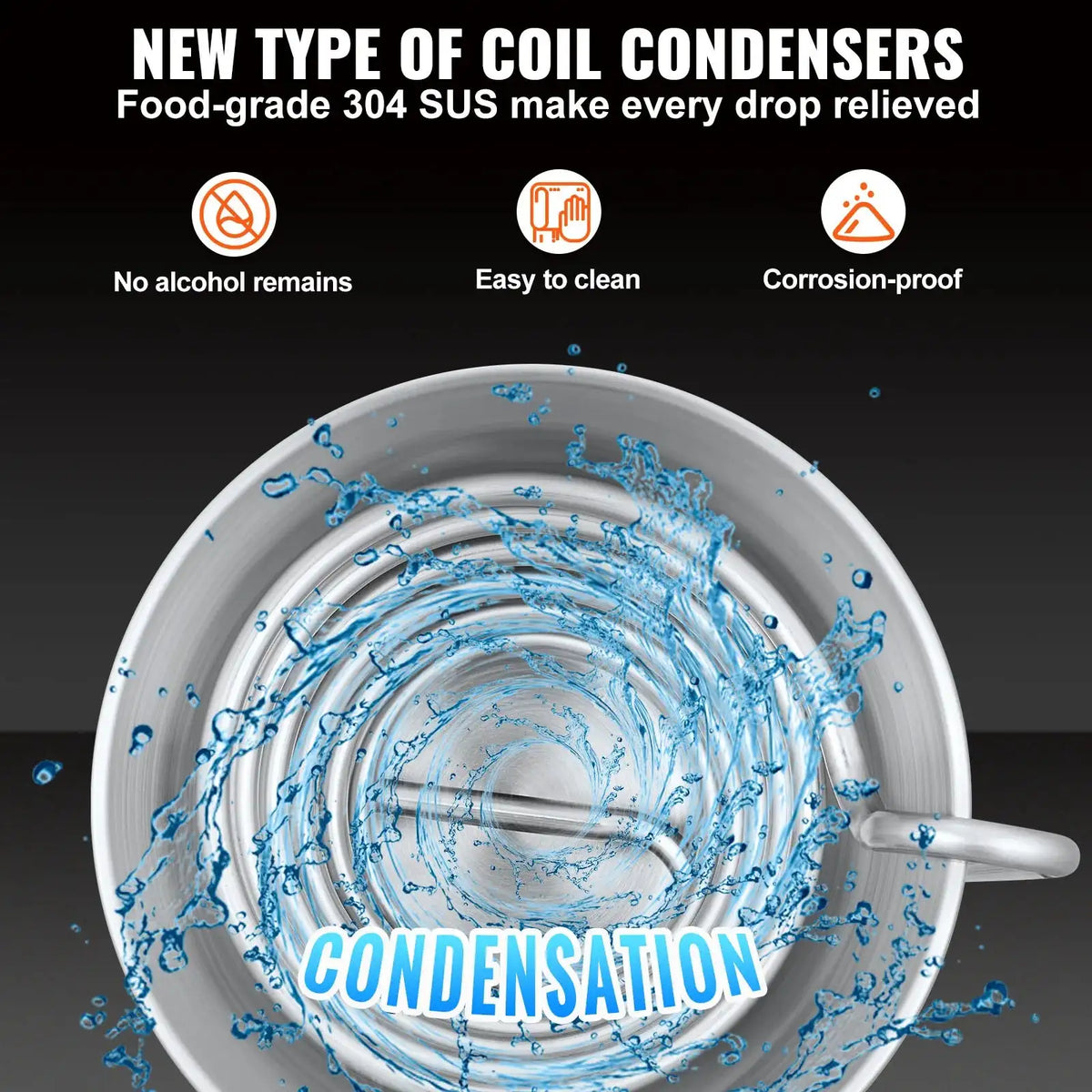 30L Water Alcohol Distiller Six Lap Coil 304 Kit