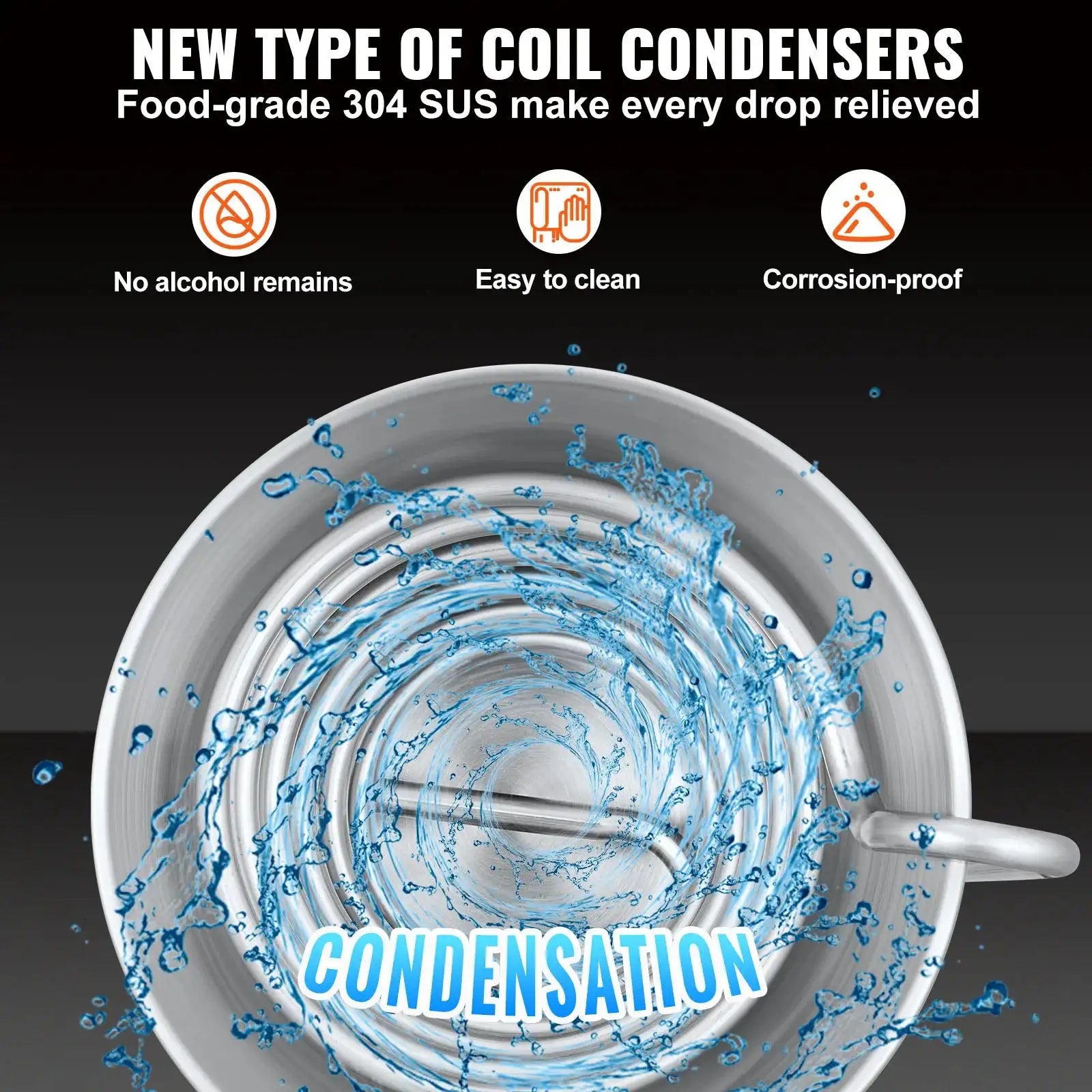 30L Water Alcohol Distiller Six Lap Coil 304 Kit