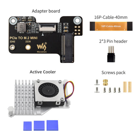 PCIe To M.2 Mini Adapter &ndash; High-Speed NVMe Support for Raspberry Pi 5 With Cooler