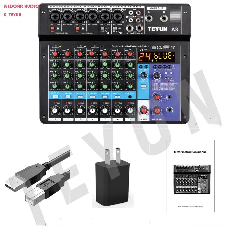TEYUN A6 A8 A4 6/8 Channel Audio Mixer &ndash; Portable Mixer A8 US Plug