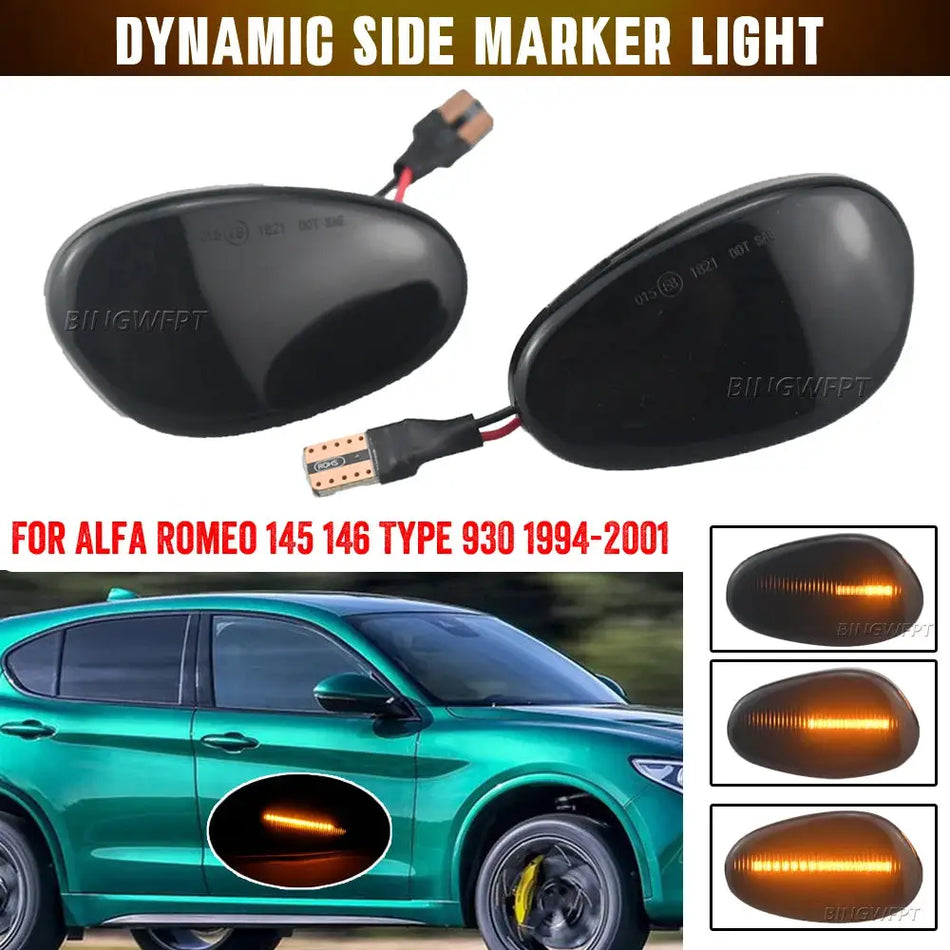 2Pcs LED Sequential Lamp Dynamic Blinker Indicator Side Marker Turn Signal Light For Alfa Romeo GTV Spider 1994-2003 by InterCyprus Trading Ltd