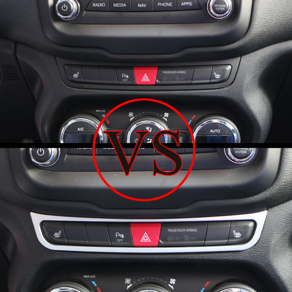 Jeep Renegade BU midterkonsol advarselslysramme, ABS rustfrit stål trim