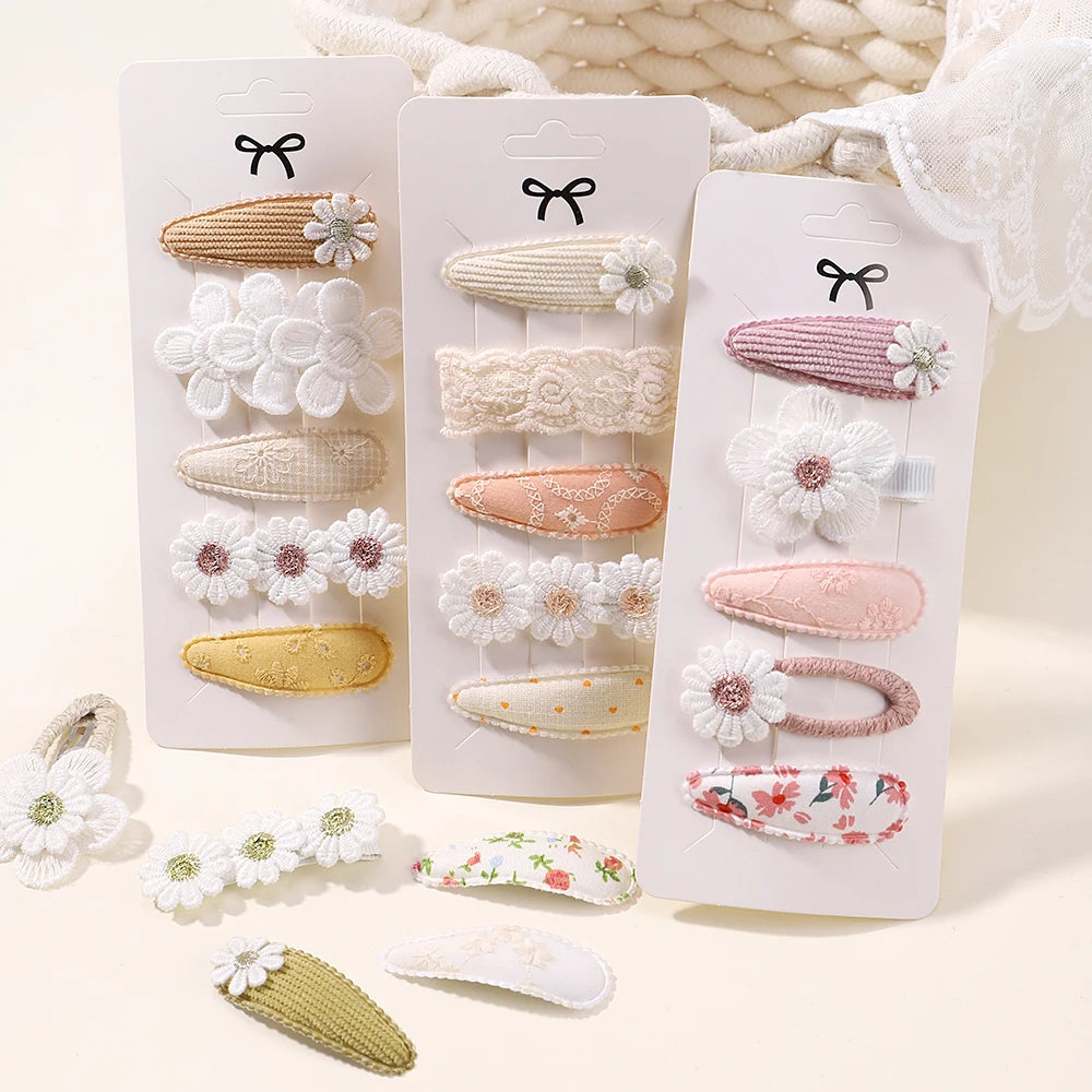 Mini Baby Girl Floral Bow Hair Clip Set