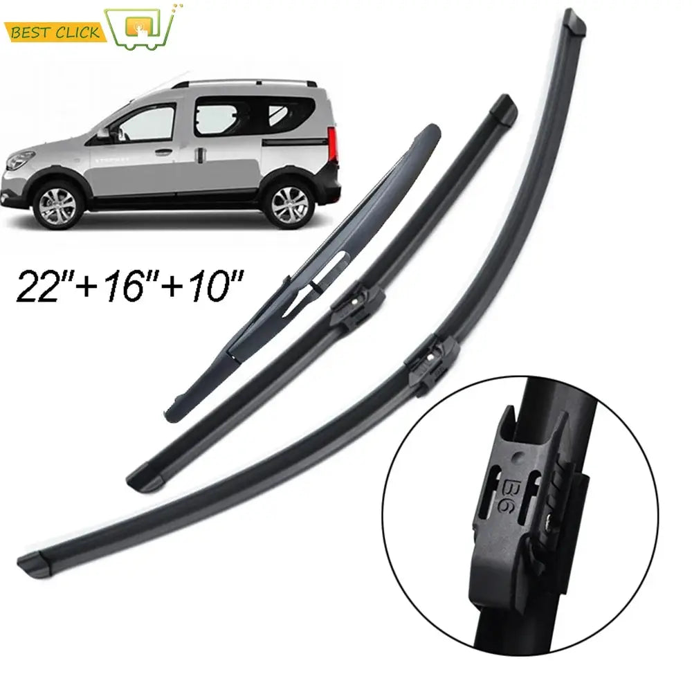 Misima Windshield Windscreen Wiper Blades Kit For Dacia Renault Dokker Front Rear Window Wiper Set 2016 2017 2018 2019 2020 by InterCyprus Trading Ltd