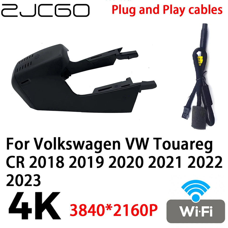 Dash kaamera 4K 2160P Volkswagen Touareg 2018-2023 Plug-and-Play videorecorder, millel on kristallselge pilt